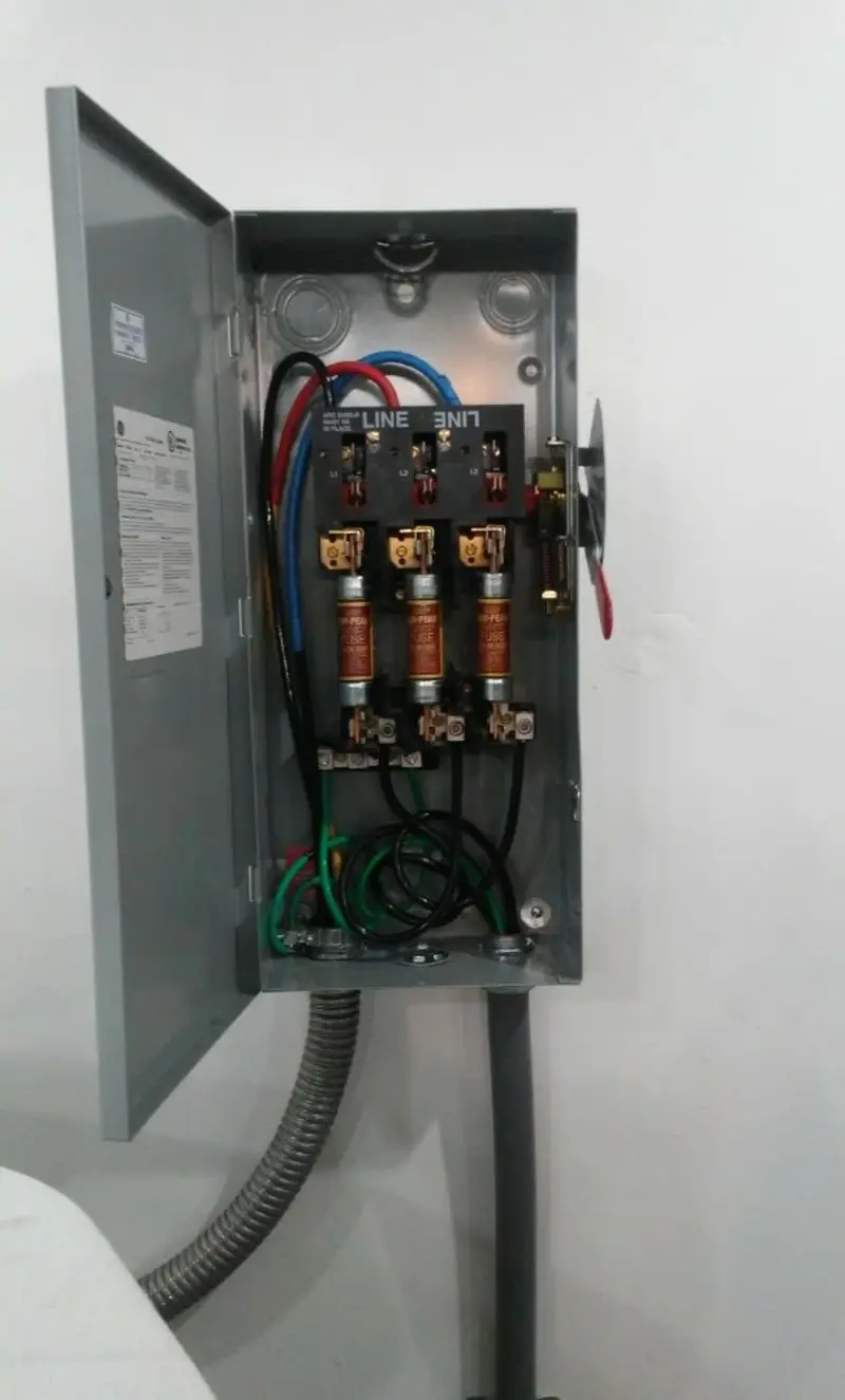 Three-phase disconnect switch installed for Smoke Detector Installation in Upper Salford